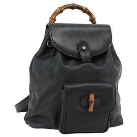 Gucci Vintage Bamboo Backpack Leather Mini Black