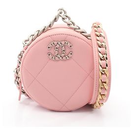 Bolsa de ombro 2-way Chanel 19 Matelassé Round Mini Rosa