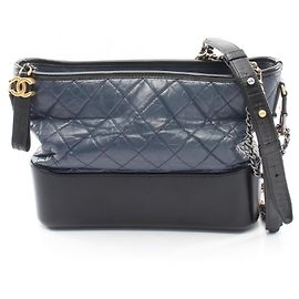 Chanel Gabrielle de Large Hobo Shoulder Bag Black Navy blue