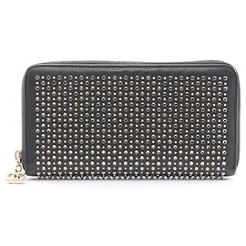 Chanel Coco Mark Studded Round Long Wallet Black