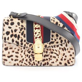 Borsa a tracolla 2 vie Gucci Sylvie Small Web Line Nero Multicolore Beige