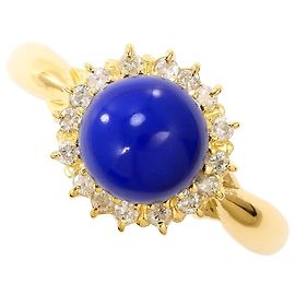 Autre Marque 18K Gelbgoldring mit Lapis Lazuli und Diamant Golden