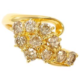 Autre Marque Anel de banda em ouro amarelo 18K com diamante marrom Marrom Dourado