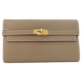 Hermès Cartera Bi-Fold Hermes Kelly Classic Gris pardo