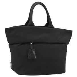 Borsa Reversibile PRADA Nylon Nero Argento Auth 182129A Nero Argento