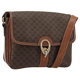 Céline Borsa a Spalla CELINE Macadam Canvas PVC Pelle Marrone Oro Auth BA13077 Marrone D'oro