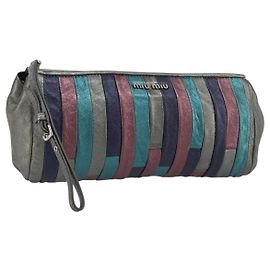 Pochette Miu Miu de cuero multicolor plata Auth yk20380A Plata Multicolor