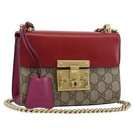 Borsa a tracolla GUCCI GG Supreme PVC Rosso Oro 409487 Auth ka4469 Rosso D'oro