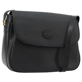 Borsa a Spalla GUCCI Micro GG Supreme PVC Nero Oro 001 256 1044 Auth 180209 Nero D'oro