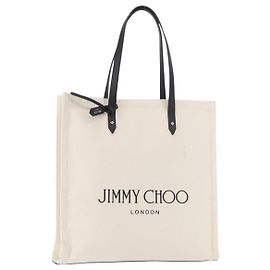 Jimmy Choo Tote Bag Canvas Ivory Silver Auth bs35392A Silber Roh