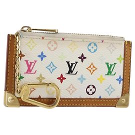LOUIS VUITTON Monogram Multicolor Pochette Cles Geldbörse Weiß M92655 Auth 171283 Weiß