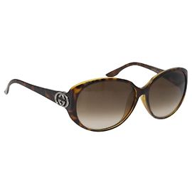 GUCCI Tortoise Pattern Sunglasses Plastic Brown Silver Auth BA13261 Brown Silvery