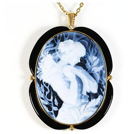 Autre Marque Colar de ouro amarelo 18K com diamante e ônix Dourado