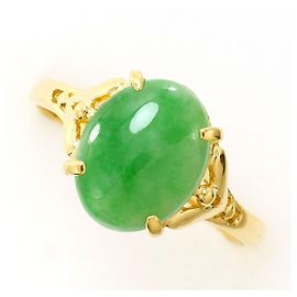 Autre Marque 18K Gelbgold-Ring mit Jade Golden