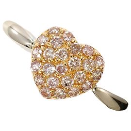 Autre Marque PT900 Platinum and Pink Gold Band Ring with Diamond Pink Golden Other