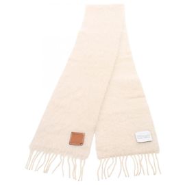 Echarpe de mohair Anagram Loewe na cor Marfim Cru