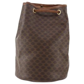 Céline Celine Vintage Macadam Backpack Canvas and Leather Brown