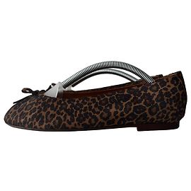 SéZane Leopard Print Suede Ballet Flats Brown Leopard print