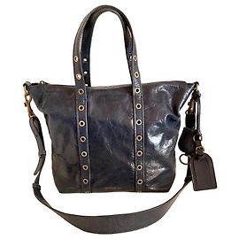 Vanessa Bruno Zippée Leather Handbag - Navy Blue Dark blue