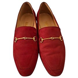 Bally Red Suede Bit Loafers Red