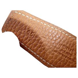 Hermès black leather belt Brown Black