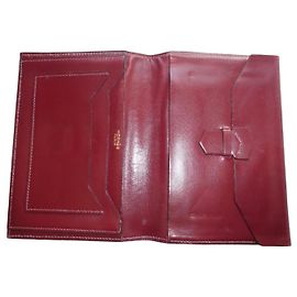 Hermès burgundy leather wallet Dark red