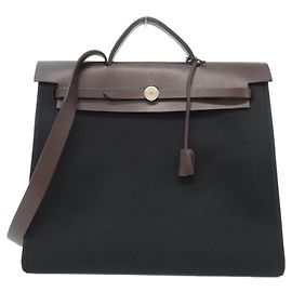 Hermès Hermes Herbag Zip MM Handbag Black Damier ebene