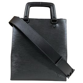 Louis Vuitton Sac Plat Fold Epi Shoulder Bag Black