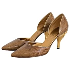 Gucci Escarpins D'Orsay en cuir de python marron Marron