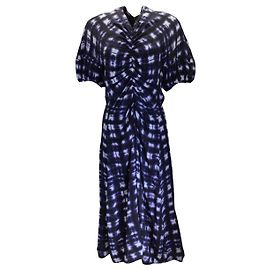 Robe midi Proenza Schouler bleu marine / violet à imprimé tie dye drapé Bleu Marine