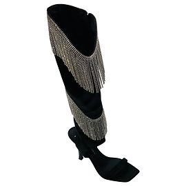 Sandali in raso nero Demode 105 decorati con cristalli Giuseppe Zanotti Nero