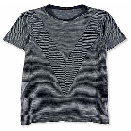 Camiseta Louis Vuitton a rayas con detalle V Negro Blanco