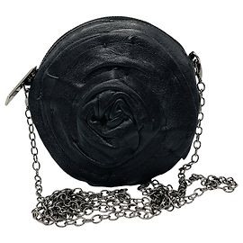 Valentino Garavani Mini bolsa tiracolo de couro preto com roseta Valentino Roxo