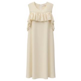 Chloé Vestido de seda sem mangas com babados Chloe Ecru Vert Bege