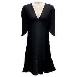 Chloé Vestido curto de seda canelada com brilho e decote em V preto Chloe Preto