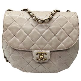 Bolsa Chanel Bubble Flap em couro envelhecido acolchoado lilás claro Roxo