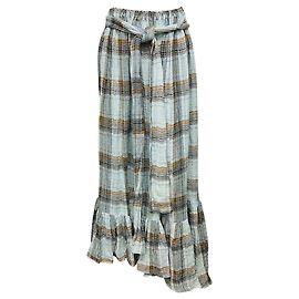 Maxi-Rock mit Karo Muster Hellblau / Braun mit Gürtel Lisa Marie Fernandez Blau