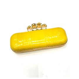 Alexander McQueen Skull Clutch aus gelbem Lammleder, gebraucht Andere