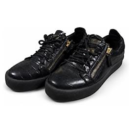Giuseppe Zanotti Black Croc-Effect Leather Sneakers Black