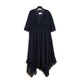 Zimmermann Vestido Asimétrico de Bordado Inglés Azul Marino Azul oscuro