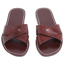 Céline Celine Burgundy Leather Flat Slide Mules EU38 Dark red