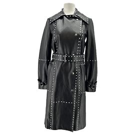 Helmut Lang Black Leather Trench Coat Black