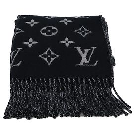 Echarpe de lã e cashmere Louis Vuitton Marrom Preto
