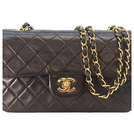 Borsa a Spalla Chanel Lambskin Double Flap Nero