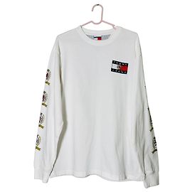 Autre Marque Tommy Jeans Weißes Baumwoll-Sweatshirt mit Crest-Logo Weiß
