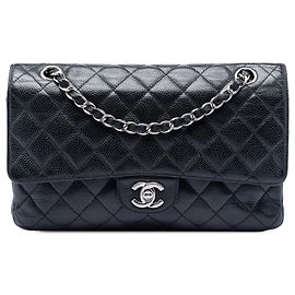 Chanel Black Medium Classic Caviar Double Flap Noir