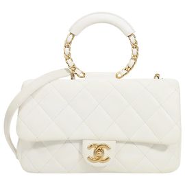 Chanel White Medium Lambskin In The Loop Flap Blanc