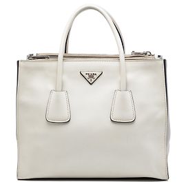 Sac à main Prada White Glace Calf Twin Pocket Double Handle Blanc