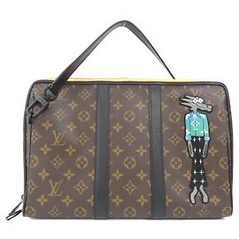 Pochette Bolso Louis Vuitton Monogram Keepall Castaño Negro Monograma