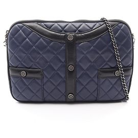 Borsa a tracolla Chanel Girl Nero Blu navy